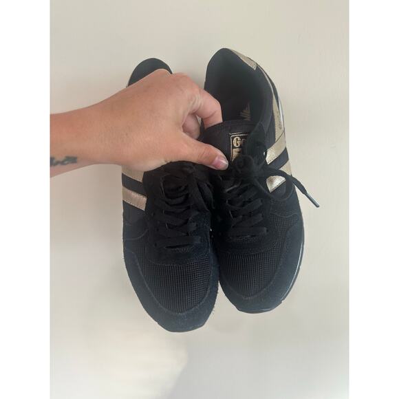 Gola Daytona Mirror Sneakers Womens Sz 9 Black Gold - Nice! Small Dirt Spot - Picture 4 of 9